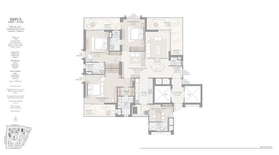 3.5 BHK Floor Plan - Artistic Representation
